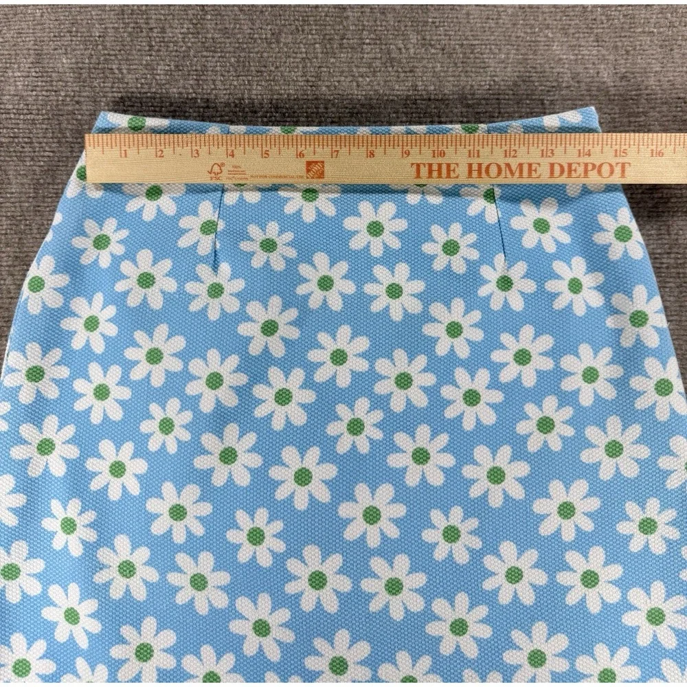 Vintage Y2K Kelly's Kids Girls 10 Daisy Floral A-Line Skirt Blue White Green 90s